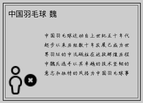 中国羽毛球 魏